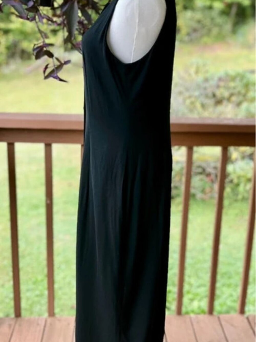 Vintage 90s Banana Republic Black Sleeveless Button-Front Maxi Dress - Picture 2 of 9